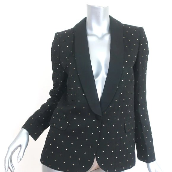 Zadig & Voltaire Vito Stars Blazer Black Size 36 One-Button Jacket - Picture 1 of 8
